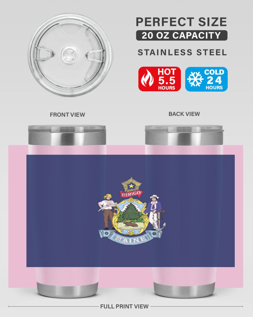 Maine 33#- Us Flags- Tumbler