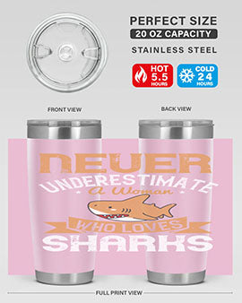 Never underestimate a woman who loves sharks Style 52#- shark  fish- Tumbler