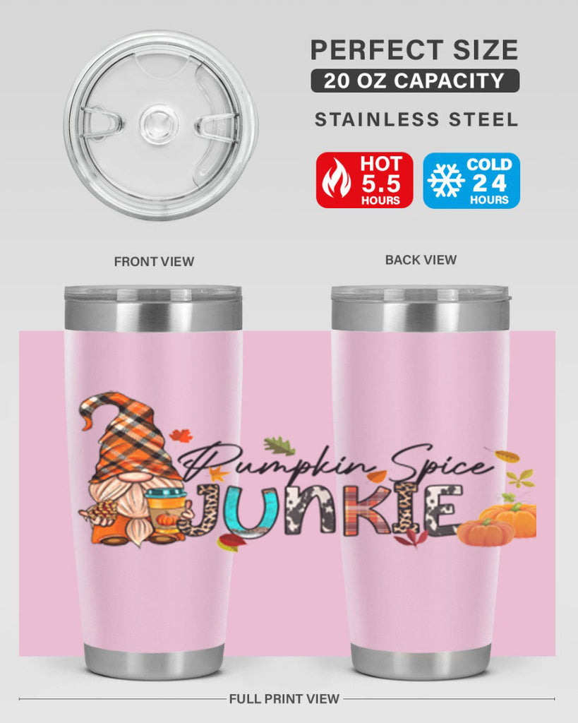 PumpkinSpiceJunkieFallGnome 567#- fall- Tumbler