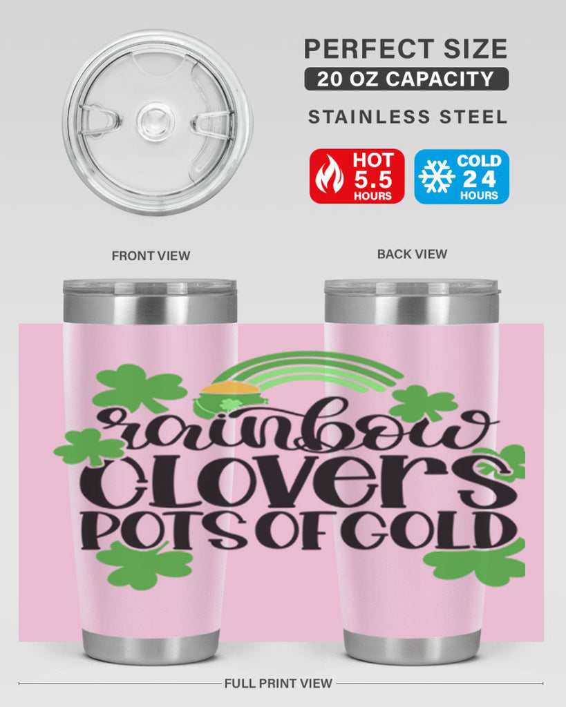 Rainbow Clovers Pots Of Gold Style 35#- St Patricks Day- Tumbler