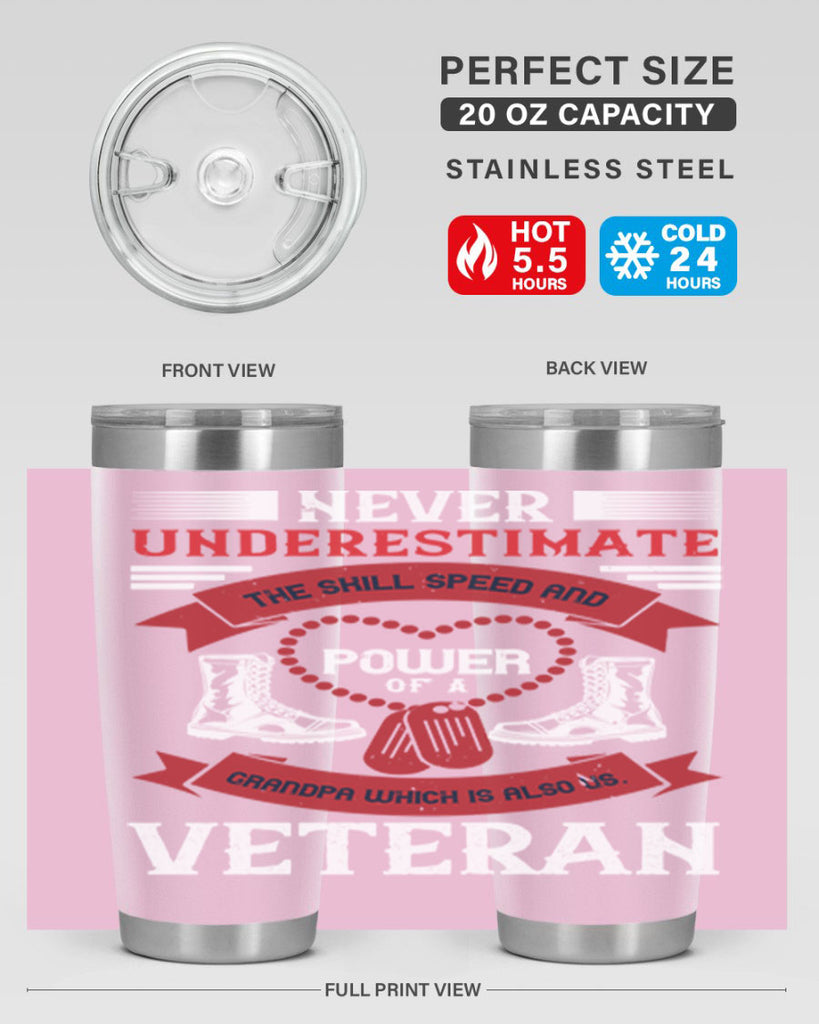 never underestimate the skill speed and power of a grandpa a which is also us veteran 44#- Veterns Day- Tumbler