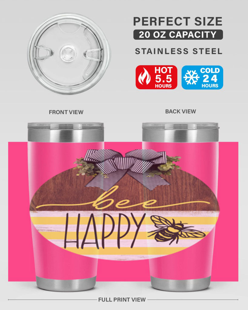 Bee Happy yellow stripes Mockup28#- spring- Tumbler