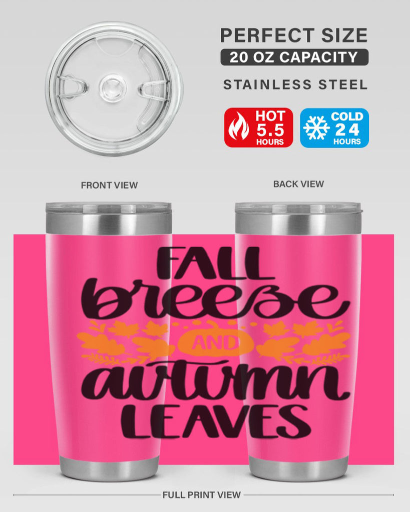 Fall Breezy And Autumn Leaves 482#- fall- Tumbler