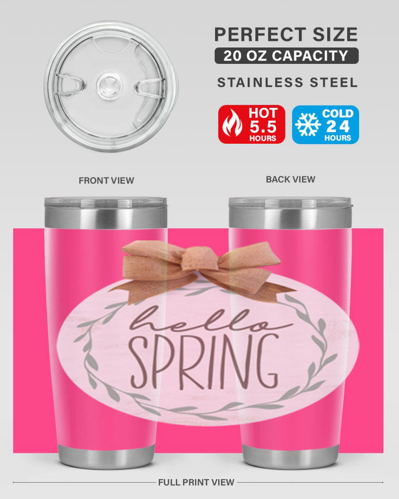 Hello Spring Wreath leaves Mockup209#- spring- Tumbler