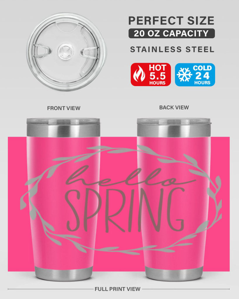 Hello Spring Wreath leaves210#- spring- Tumbler