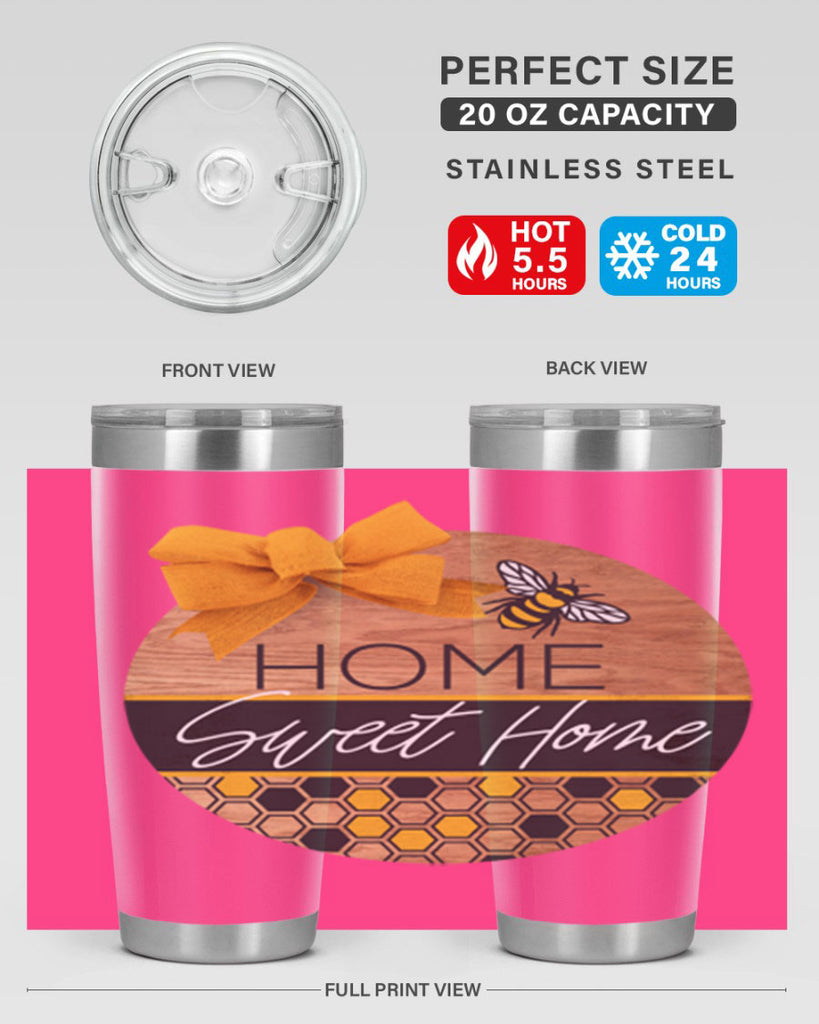 Home Sweet Home Bee and hive pattern Mockup242#- spring- Tumbler