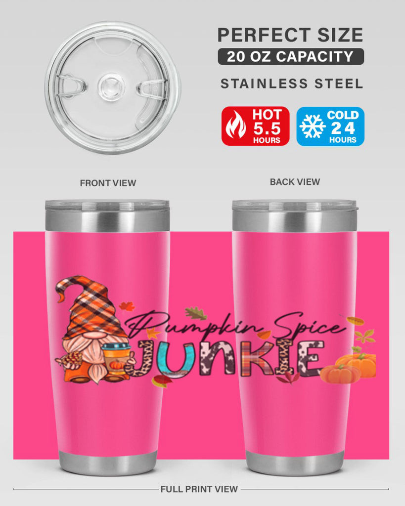 PumpkinSpiceJunkieFallGnome 567#- fall- Tumbler