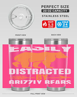 easily distracted by grizzly bears 1#- Bears- Tumbler