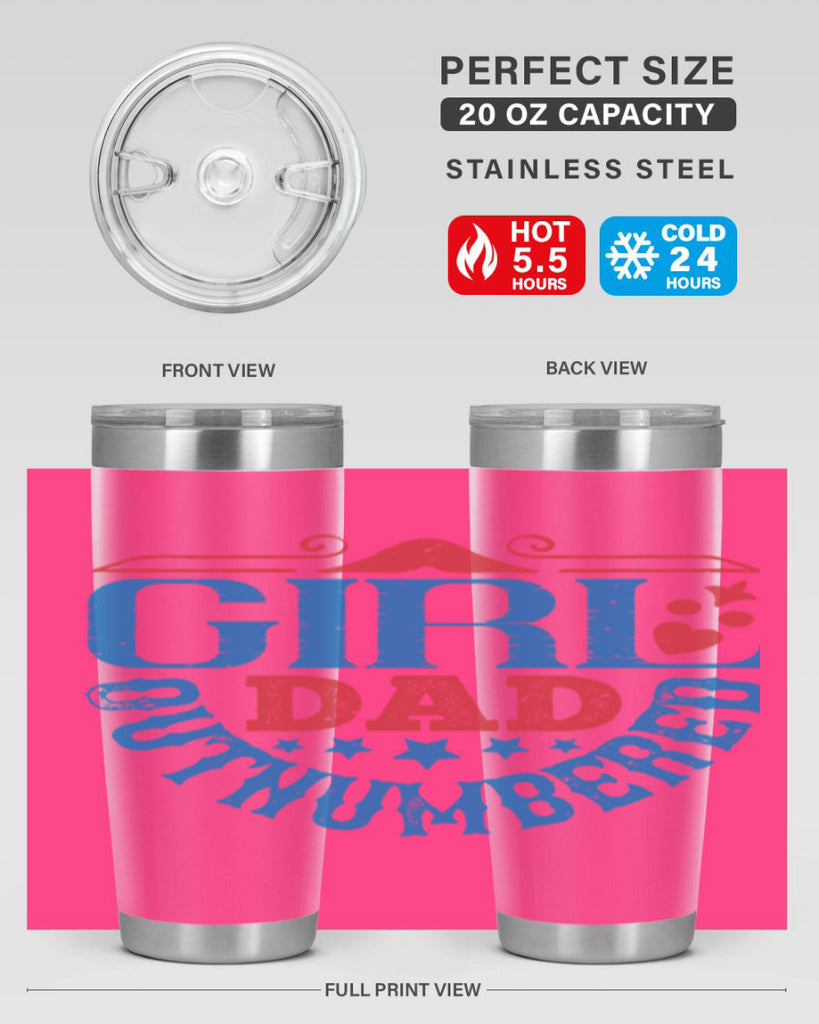 girl dad outnumbered 219#- fathers day- Tumbler
