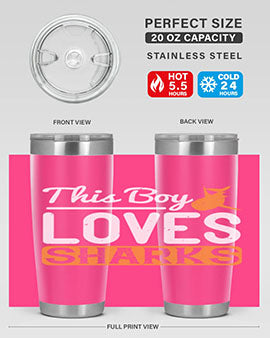 this boy loves sharks Style 14#- shark  fish- Tumbler
