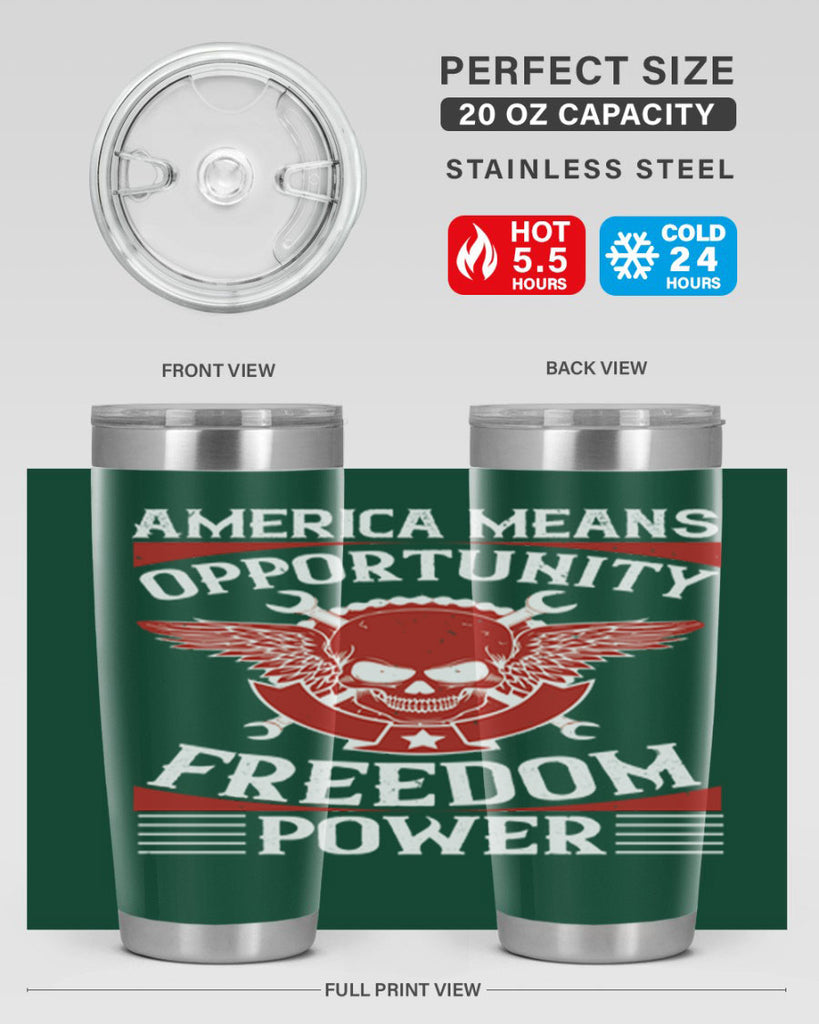 America means opportunity freedom power Style 85#- Fourt Of July- Tumbler
