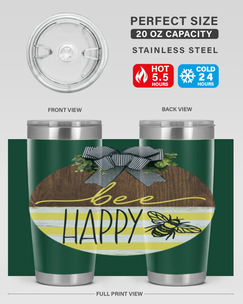 Bee Happy yellow stripes Mockup28#- spring- Tumbler