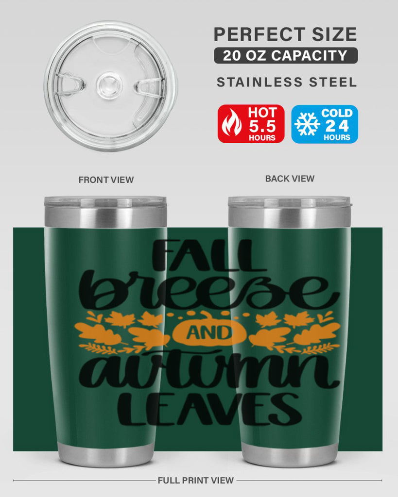 Fall Breezy And Autumn Leaves 482#- fall- Tumbler
