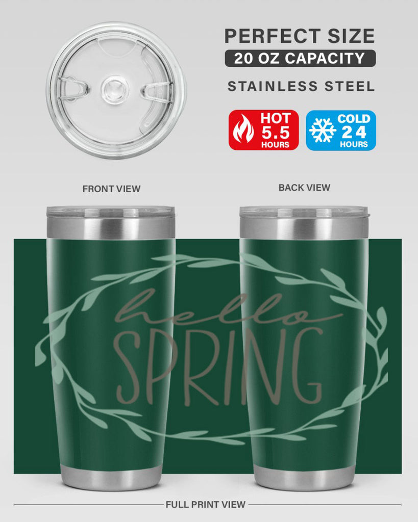 Hello Spring Wreath leaves210#- spring- Tumbler