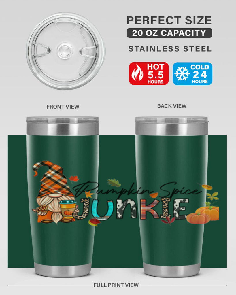 PumpkinSpiceJunkieFallGnome 567#- fall- Tumbler