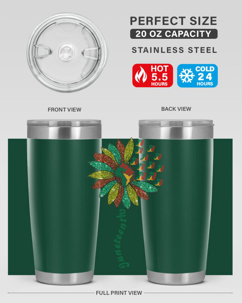 Sunflower Fist Juneteenth Black History 24#- Juneteenth- tumbler