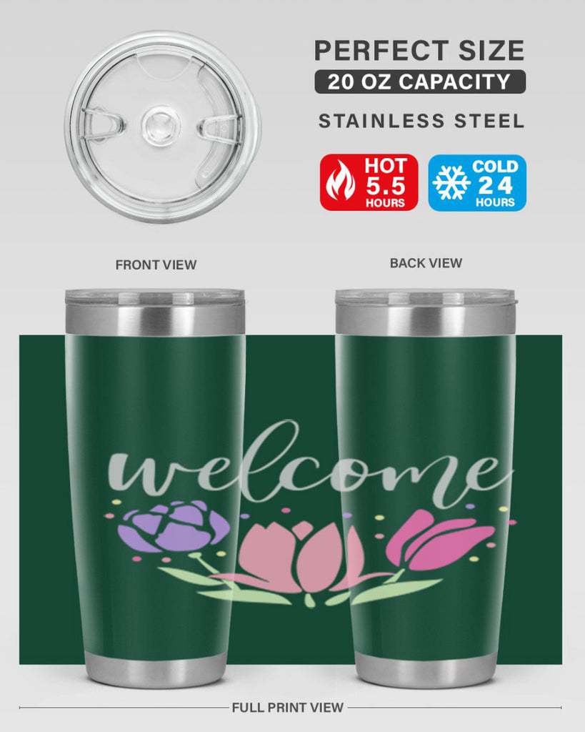 Welcome three flowers587#- spring- Tumbler