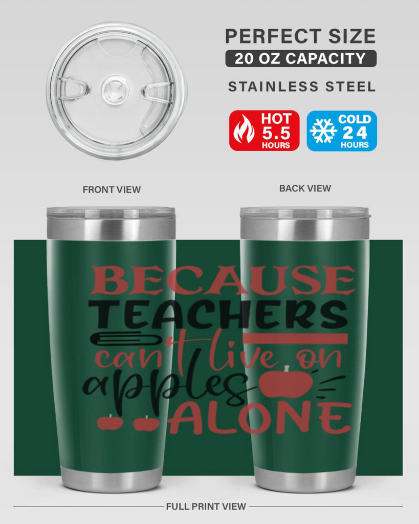 because teachers cant live on apples alone Style 121#- teacher- tumbler