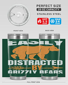 easily distracted by grizzly bears 1#- Bears- Tumbler
