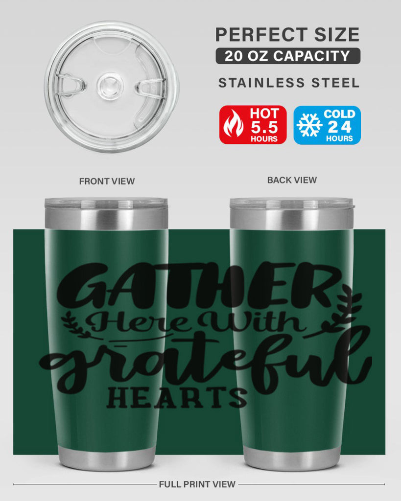 gather here with grateful hearts 62#- thanksgiving- Tumbler