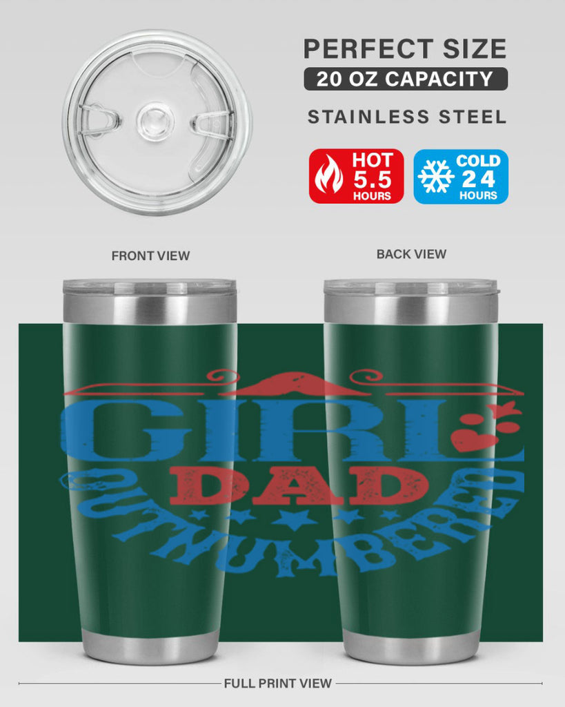 girl dad outnumbered 219#- fathers day- Tumbler