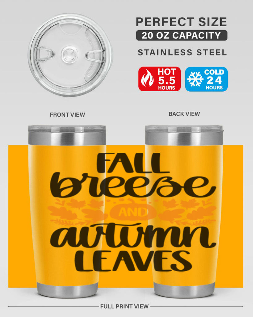 Fall Breezy And Autumn Leaves 482#- fall- Tumbler