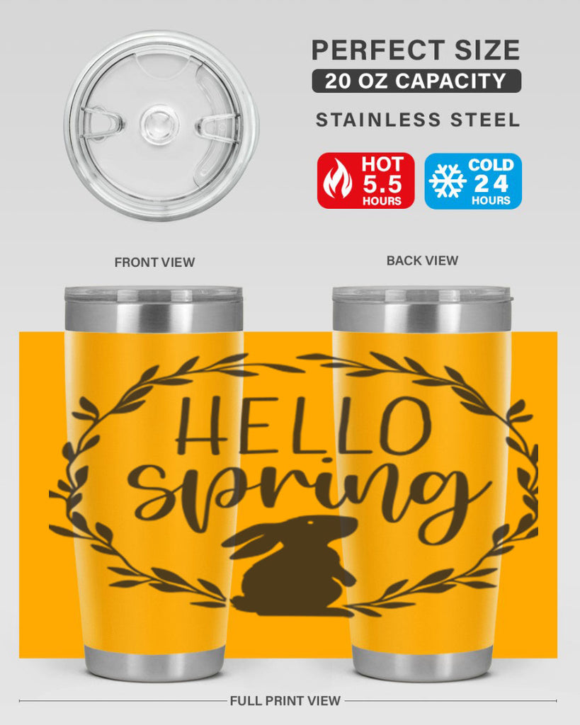 Hello Spring Bunny Wreath192#- spring- Tumbler