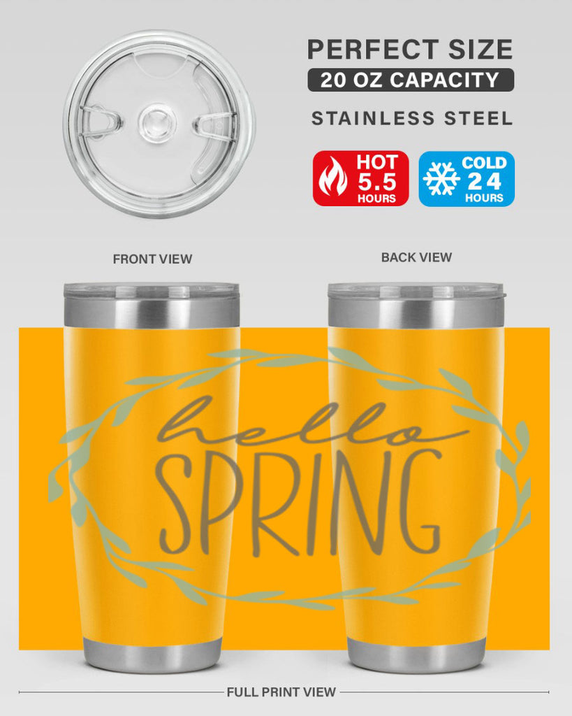 Hello Spring Wreath leaves210#- spring- Tumbler
