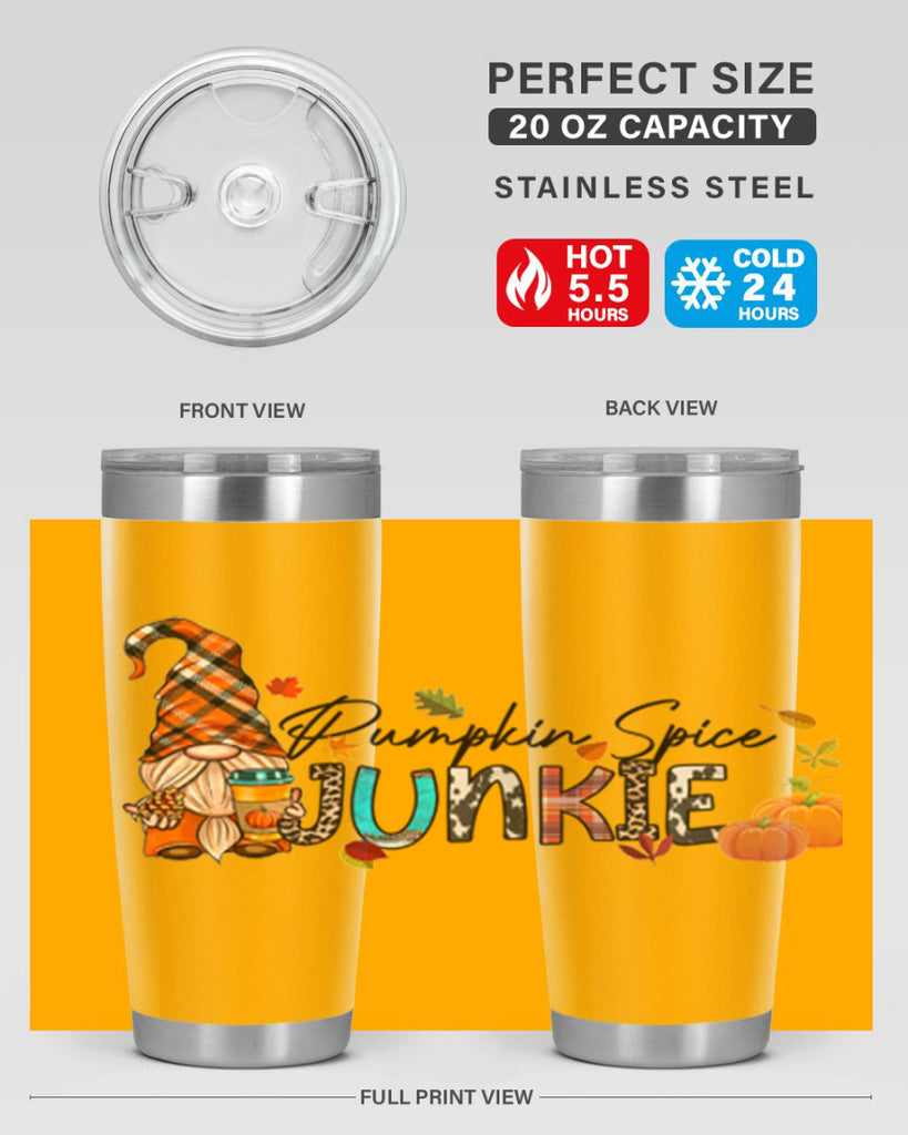 PumpkinSpiceJunkieFallGnome 567#- fall- Tumbler
