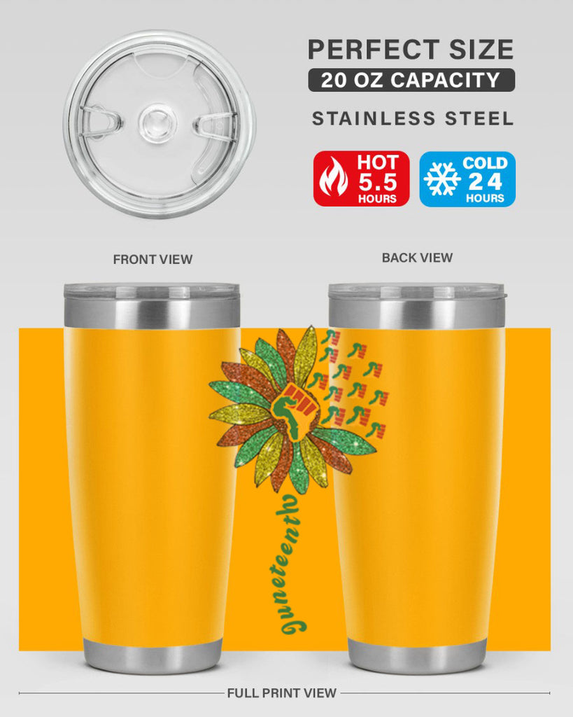 Sunflower Fist Juneteenth Black History 24#- Juneteenth- tumbler