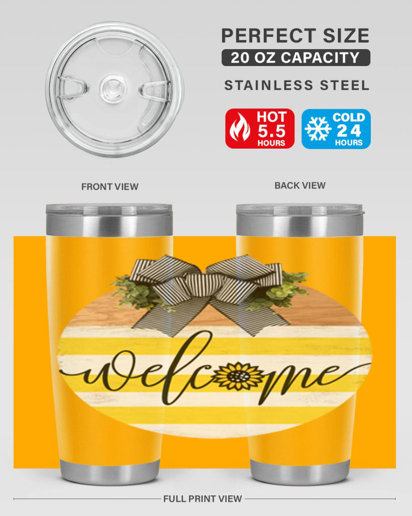 Welcome with sunflower Mockup591#- spring- Tumbler