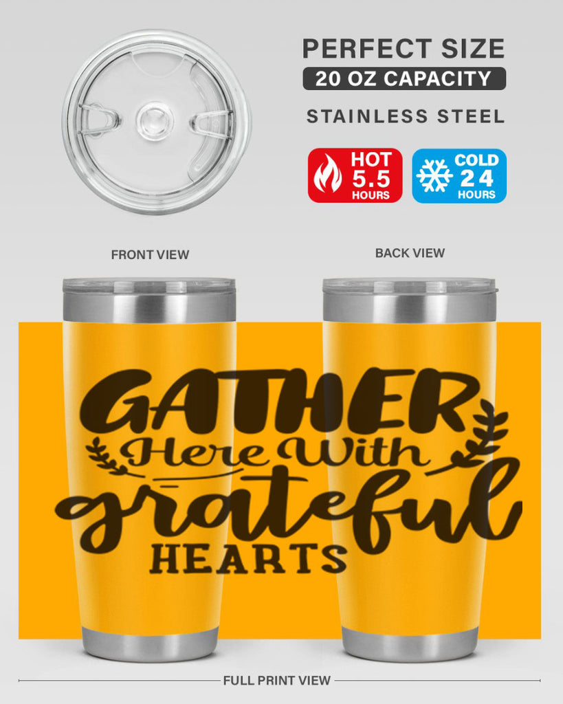 gather here with grateful hearts 62#- thanksgiving- Tumbler