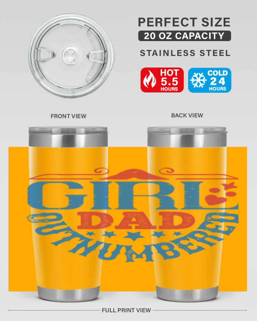 girl dad outnumbered 219#- fathers day- Tumbler