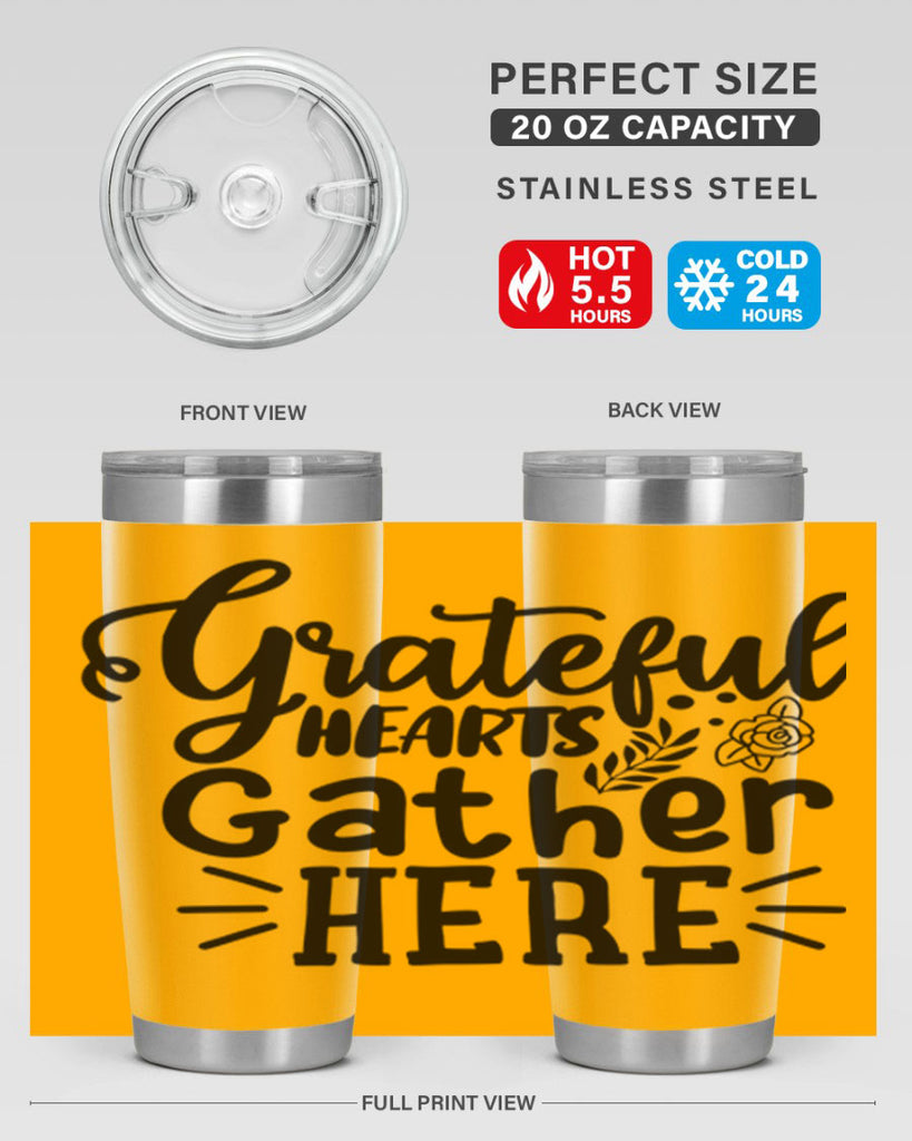grateful hearts gather here 58#- thanksgiving- Tumbler