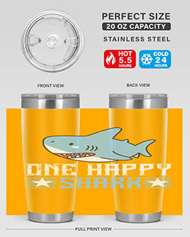one happy shark Style 50#- shark  fish- Tumbler