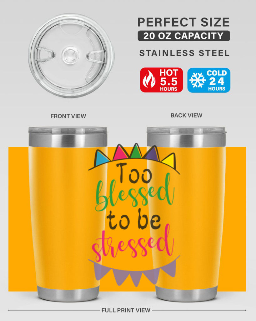 too blessed to be stressed- black words phrases- Cotton Tank