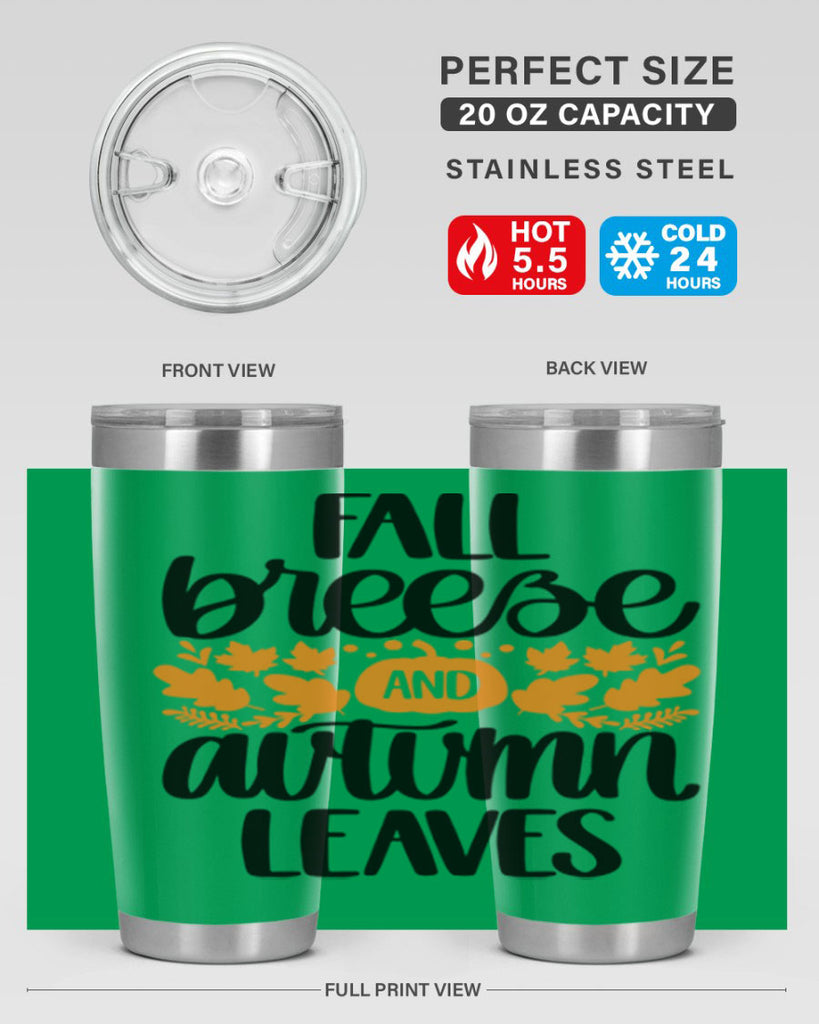 Fall Breezy And Autumn Leaves 482#- fall- Tumbler