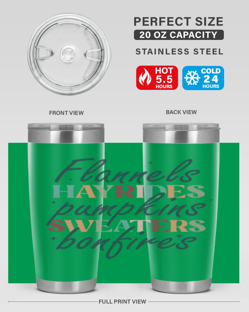 Flannels Hayrides Pumpkins Sweaters Bonfires 184#- fall- Tumbler