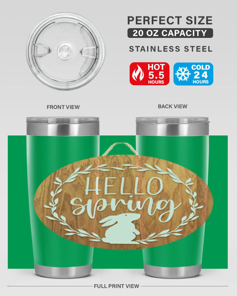 Hello Spring Bunny Wreath Mockup191#- spring- Tumbler