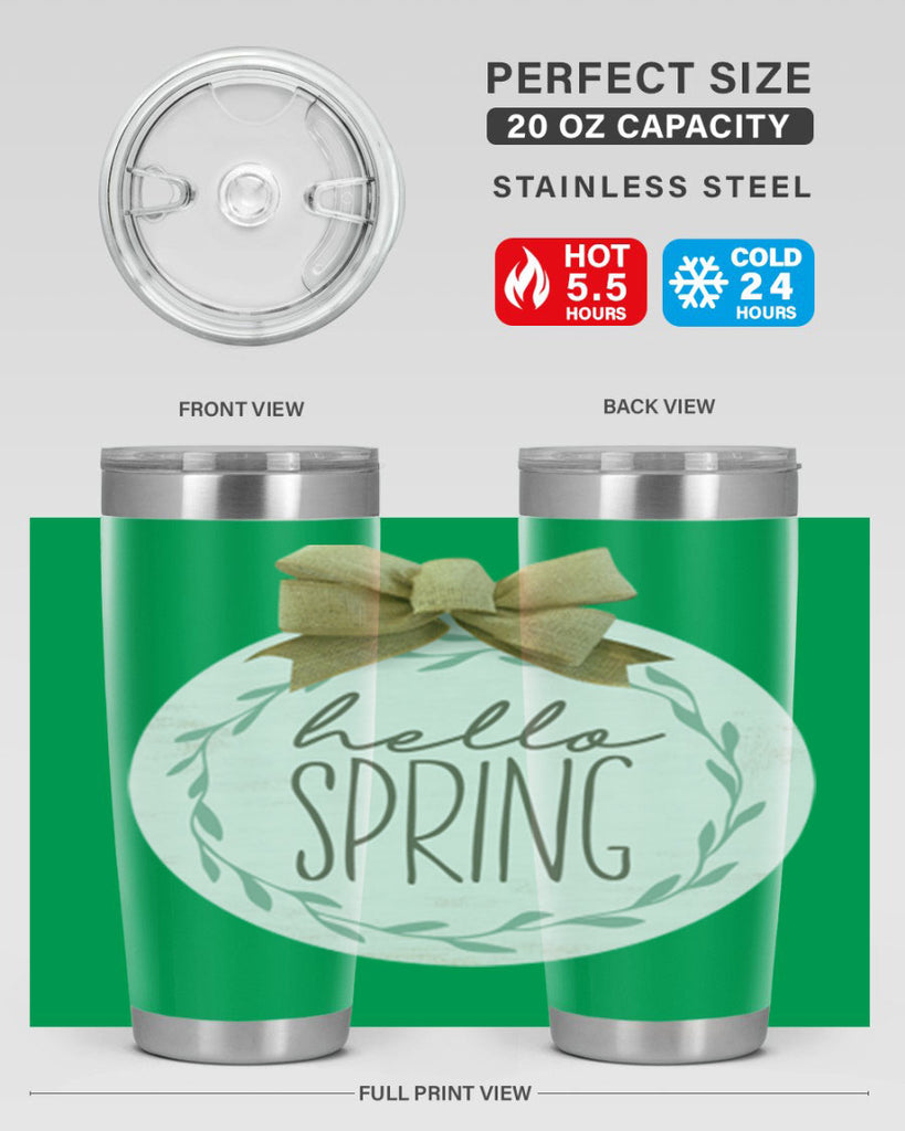 Hello Spring Wreath leaves Mockup209#- spring- Tumbler
