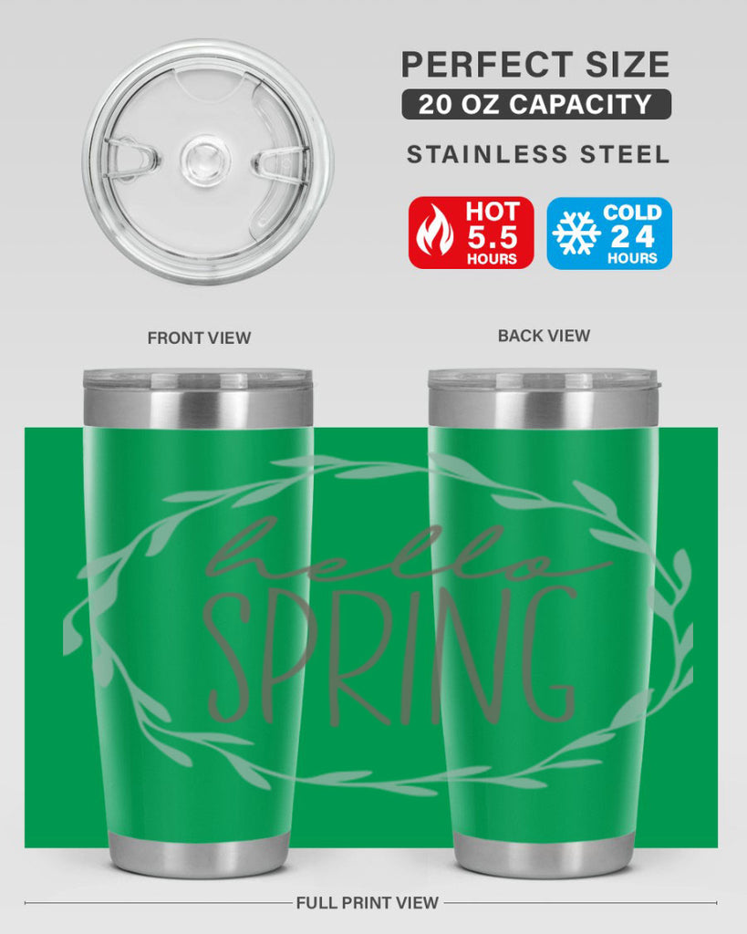 Hello Spring Wreath leaves210#- spring- Tumbler