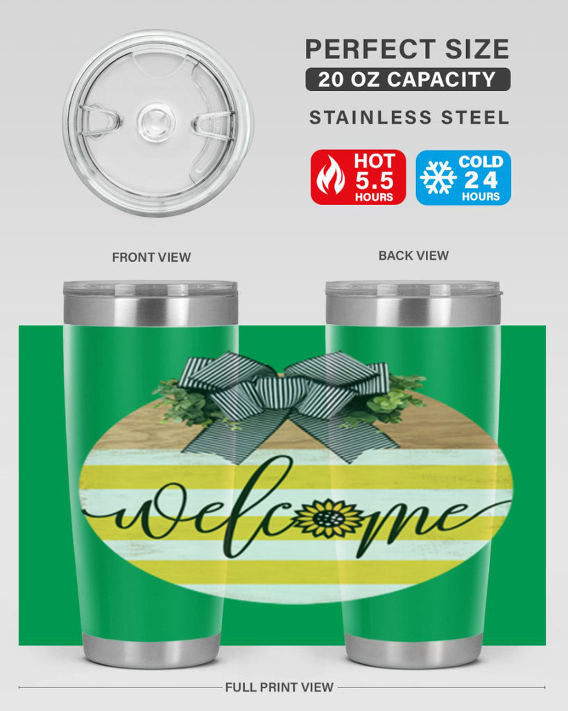 Welcome with sunflower Mockup591#- spring- Tumbler