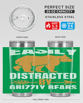 easily distracted by grizzly bears 1#- Bears- Tumbler