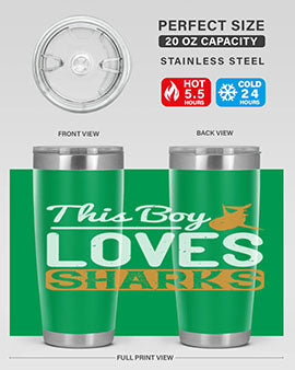 this boy loves sharks Style 14#- shark  fish- Tumbler