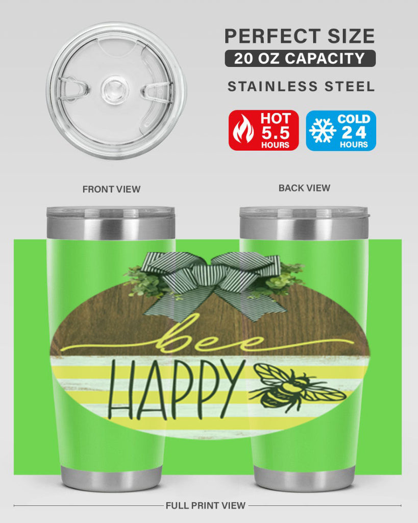 Bee Happy yellow stripes Mockup28#- spring- Tumbler