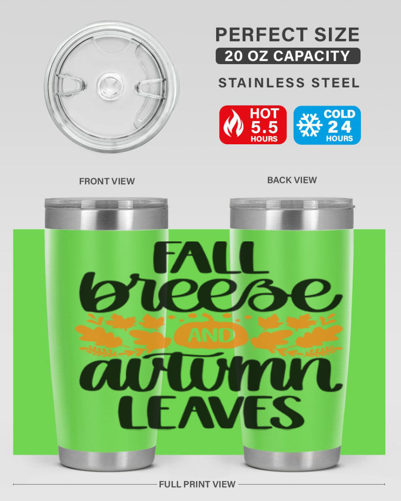 Fall Breezy And Autumn Leaves 482#- fall- Tumbler