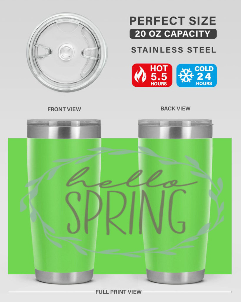 Hello Spring Wreath leaves210#- spring- Tumbler