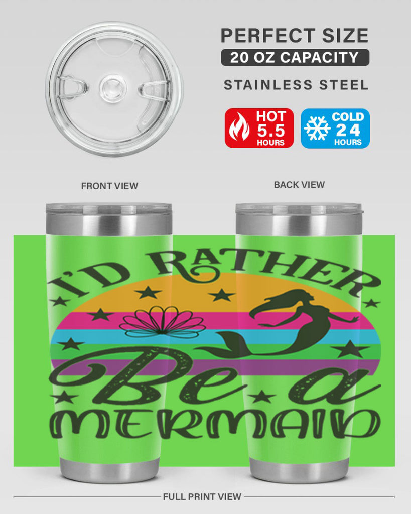 Id rather be a mermaid 236#- mermaid- Tumbler