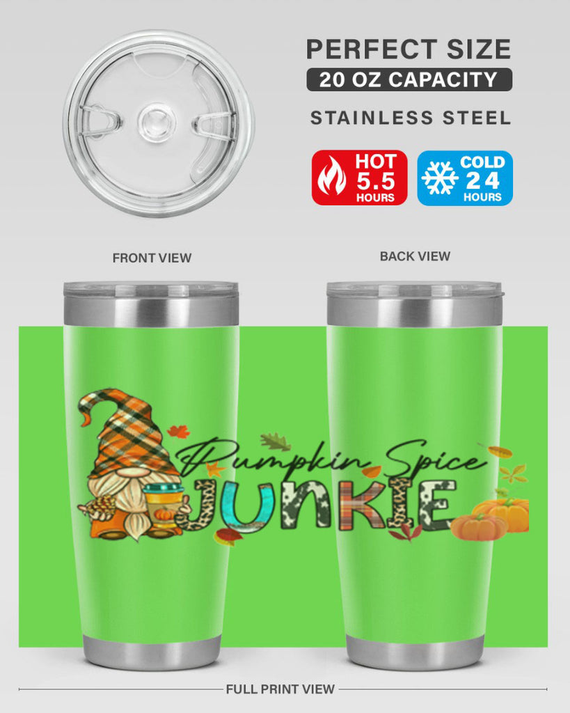 PumpkinSpiceJunkieFallGnome 567#- fall- Tumbler