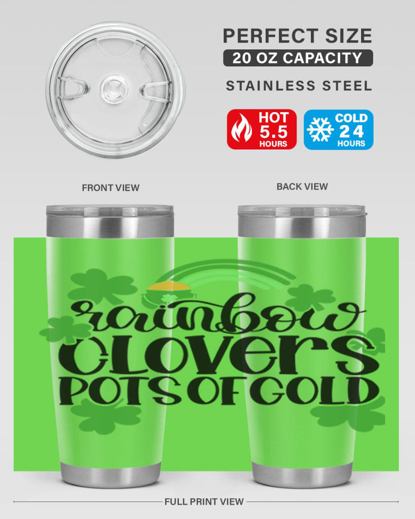 Rainbow Clovers Pots Of Gold Style 35#- St Patricks Day- Tumbler
